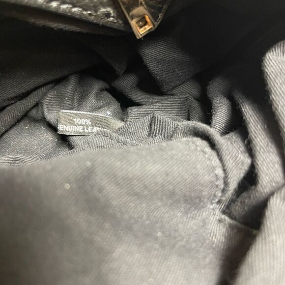 Ora Delphine Black  Pebbled Leather Satchel /Shoulder Bag gold tone hardwares. - Picture 12 of 12